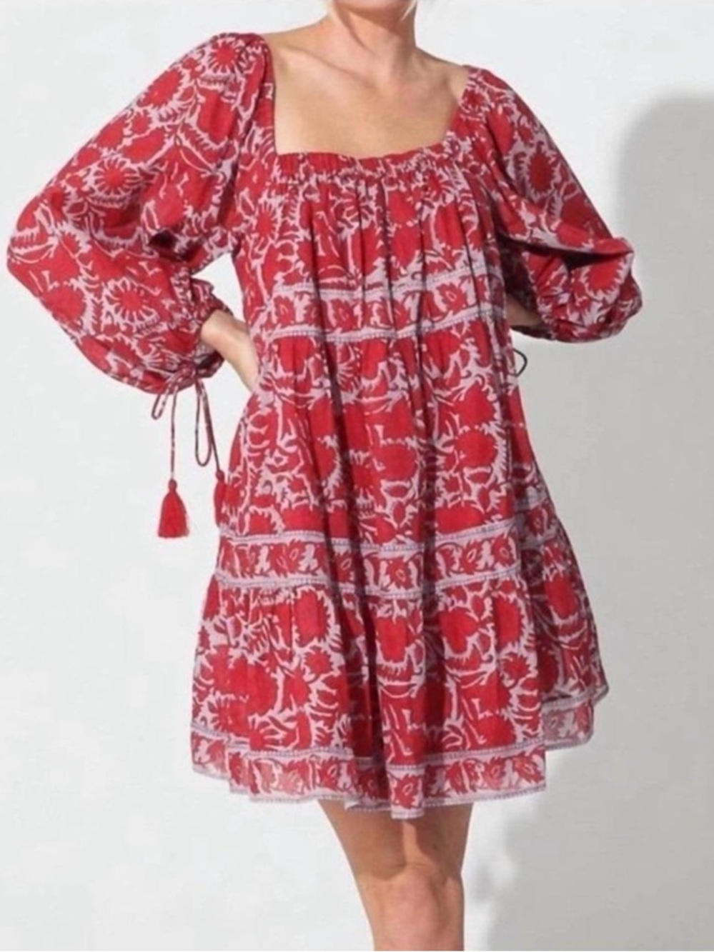 Cleobella Red Floral Mini Dress